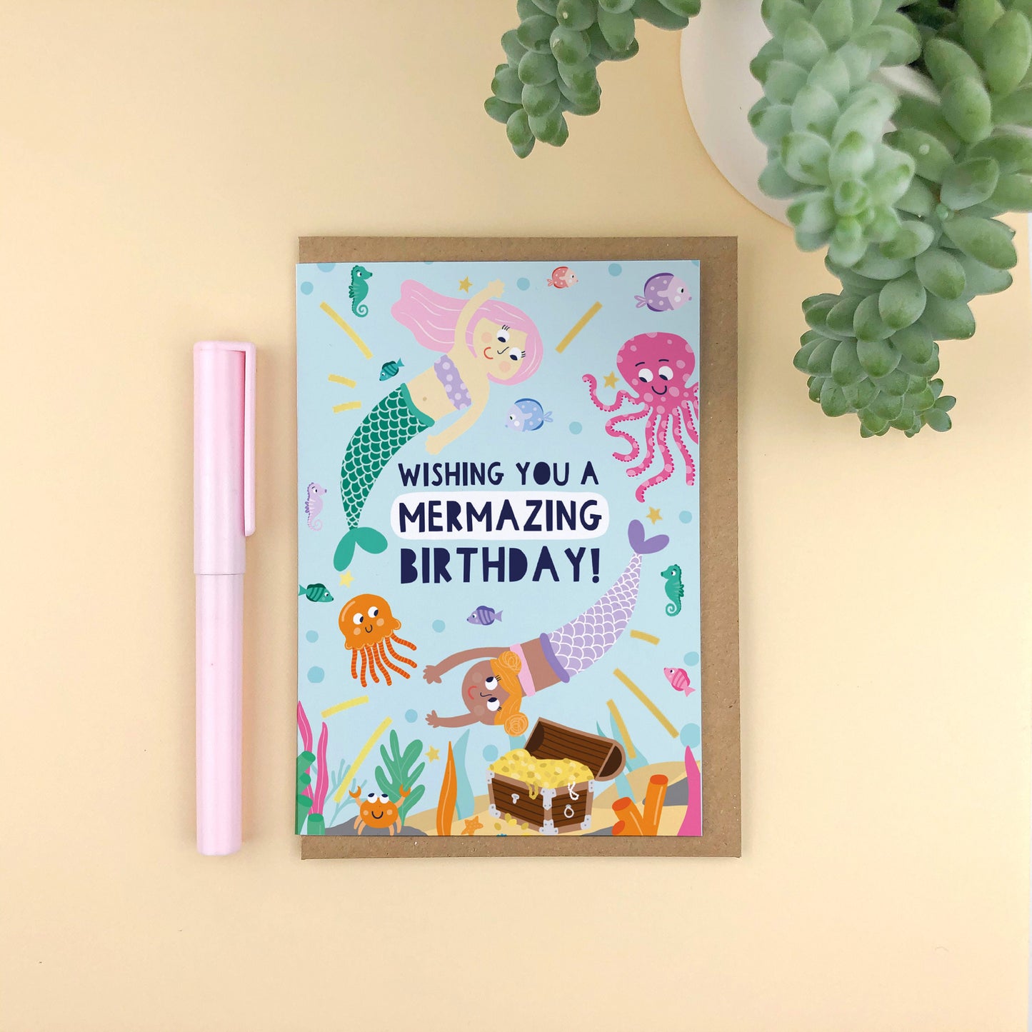 Wishing you a Mermazing Birthday' Gold Foiled Children's Birthday Card