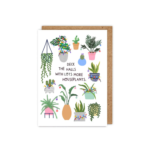 6 Pack Deck the Halls With Lots More Houseplants Christmas Card