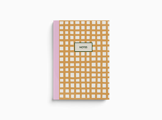 Mustard grid check grid 'notes' 96 lined page A5 Notebook