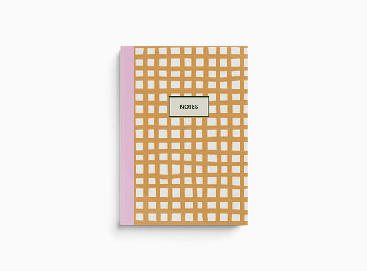 6 Pack Mustard grid check grid 'notes' 96 lined page A5 Notebook