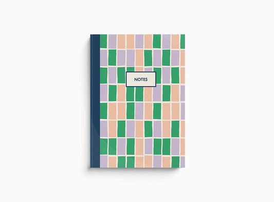 4 Pack Pastel tiles print 'notes' 96 lined page A5 Notebook